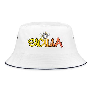 Sicilia - Bucket Hat - Weiß/Navy - Vorne