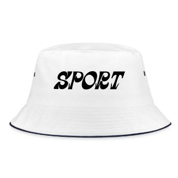 Dynamische Sportgrafik mit Energieschwingungen - Bucket Hat - Weiß/Navy - Vorne
