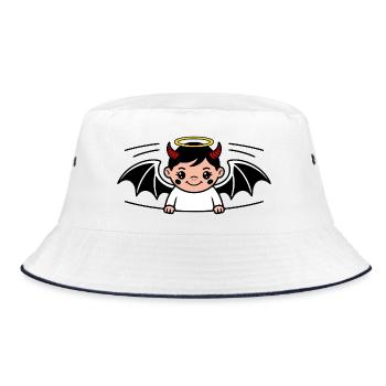 Angel Devil Baby Child Halo Horns Wings - Bucket Hat - white/navy - Front