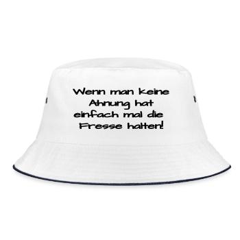 Wenn man keine Ahnung hat einfach mal die Fresse  - Bucket Hat - Weiß/Navy - Vorne