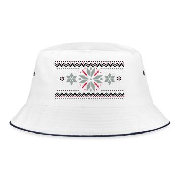 Star pattern in the Norwegian style - Bucket Hat - white/navy - Front