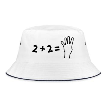 Witziges 2+2=4 Mathematik Shirt - Bucket Hat - Weiß/Navy - Vorne