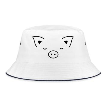 Piglet piglet face - Bucket Hat - white/navy - Front