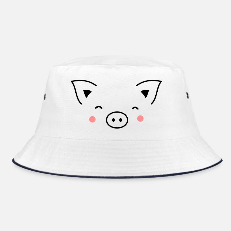 Pig sow piglet piglet boar I gift idea - Bucket Hat - white/navy
