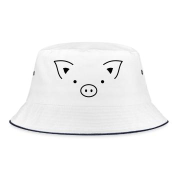 Pig sow piglets - Bucket Hat - white/navy - Front