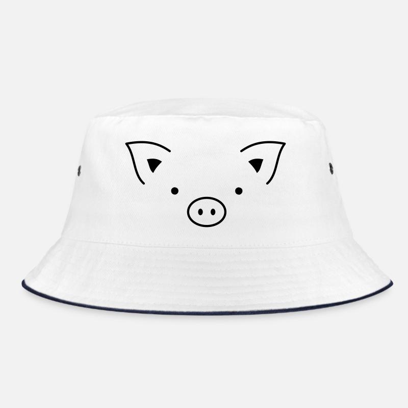 Schwein Sau Schweinchen Ferkel Eber I Geschenkidee - Bucket Hat - Weiß/Navy