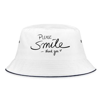 Please smile thank you - Bucket Hat - Weiß/Navy - Vorne