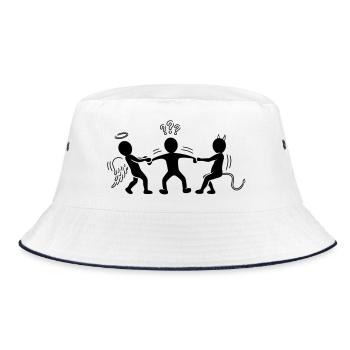Hin- und hergerissen: Engelchen und Teufelchen - Bucket Hat - Weiß/Navy - Vorne