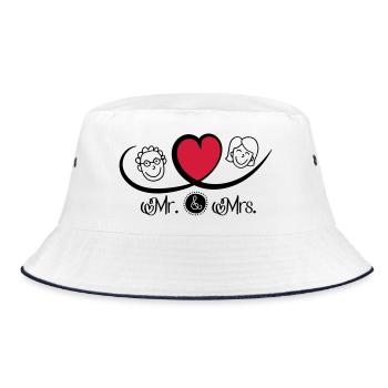 Mr and Mrs - Bucket Hat - white/navy - Front