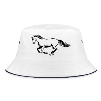 Galloping horse - Bucket Hat - white/navy - Front