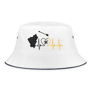 Biene, Honig, Puls, Honigbiene, Imker, Bienenwabe - Bucket Hat - Weiß/Navy - Vorne