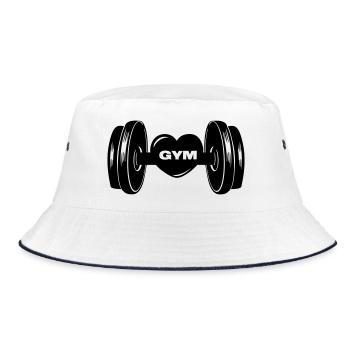 Fitness GYM dumbbel weight with heart - Bucket Hat - white/navy - Front