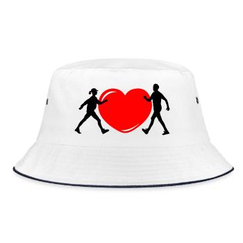 Love Walking Mann und Frau - Bucket Hat - Weiß/Navy - Vorne