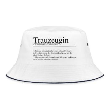 Trauzeugin Definition Hochzeit Team Bride Geschenk - Bucket Hat - Weiß/Navy - Vorne