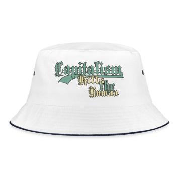 Capitalism Kills the Human - Bucket Hat - white/navy - Front
