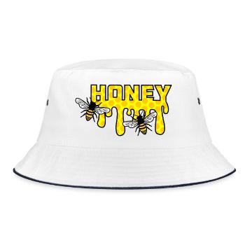 Bienen Honig Imker Logo - Bucket Hat - Weiß/Navy - Vorne