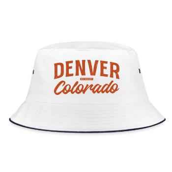 Denver Colorado Retro Script Logo - Bucket Hat - white/navy - Front