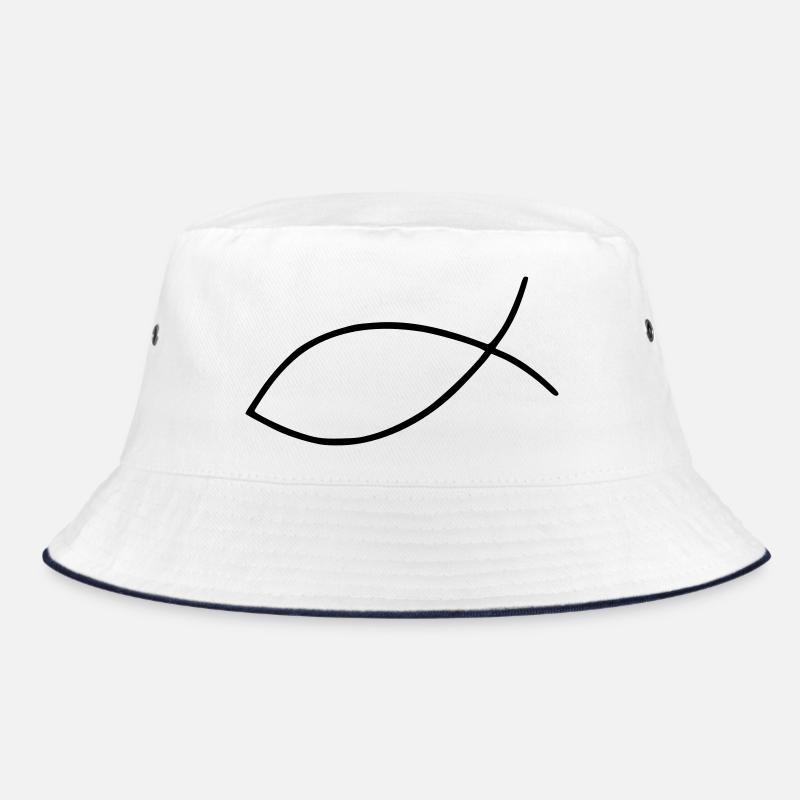 Fisch - Bucket Hat - Weiß/Navy