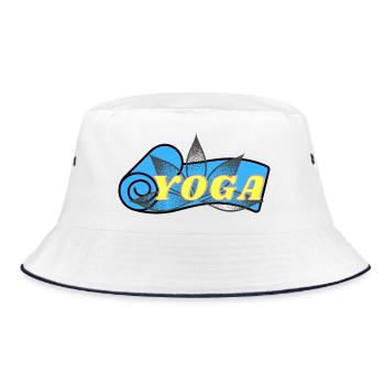 Yoga Lotus Neon Retro - Bucket Hat - Weiß/Navy - Vorne