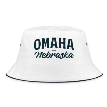 Omaha Nebraska Vintage Schriftzug - Bucket Hat - Weiß/Navy - Vorne