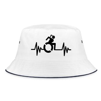 Herzfrequenz-Rollstuhl für Frauen * - Bucket Hat - Weiß/Navy - Vorne