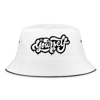 be yourself - Bucket Hat - Weiß/Navy - Vorne