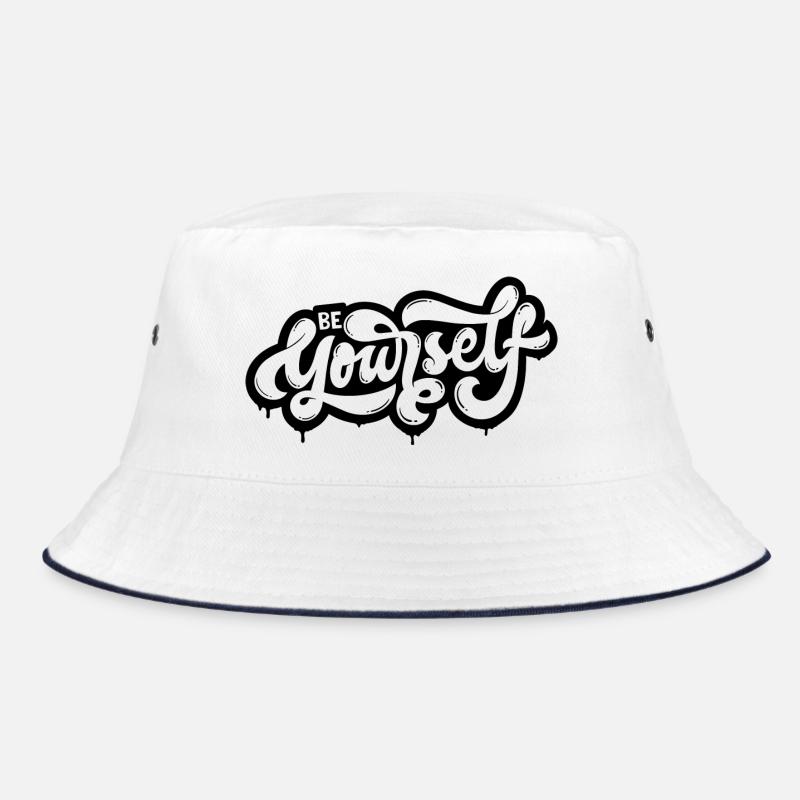 be yourself - Bucket Hat - white/navy