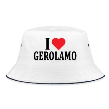 T-Shirt Ich liebe Gerolamo T-Shirt Geschenkidee - Bucket Hat - Weiß/Navy - Vorne