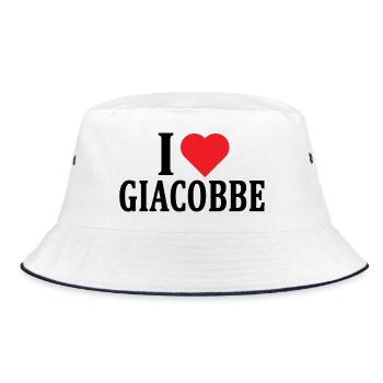 T-Shirt I love Jacob T-Shirt Geschenkidee - Bucket Hat - Weiß/Navy - Vorne