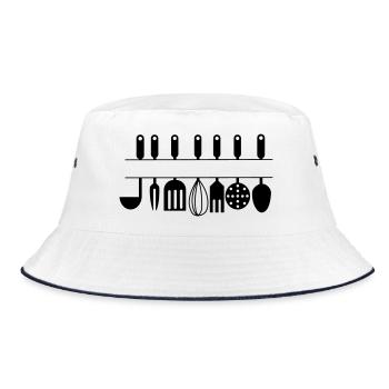 Cutout for own text kitchen utensils - Bucket Hat - white/navy - Front