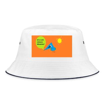 Vogel mit Einhorn-Sprechblase - Bucket Hat - Weiß/Navy - Vorne