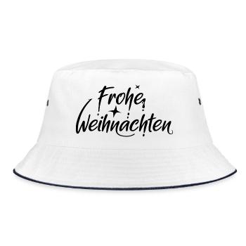 frohe weihnachten schriftart font Symbol Sterne - Bucket Hat - Weiß/Navy - Vorne