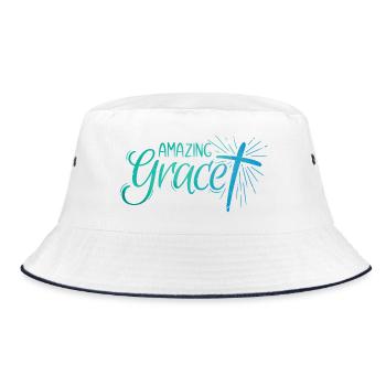 Amazing Grace Lettering - Bucket Hat - white/navy - Front