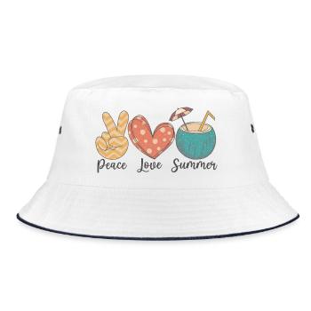 Peace Love Summer - Bucket Hat - white/navy - Front