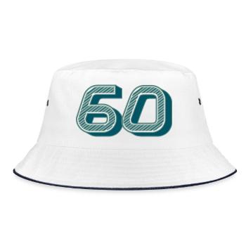 60. 60 JAHRE. 60. JAHRESTAG. 60. GEBURTSTAG. - Bucket Hat - Weiß/Navy - Vorne