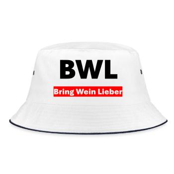 BWL Bring Wein Lieber - Bucket Hat - Weiß/Navy - Vorne