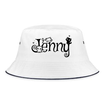 Jenny Name First Name Kitten Name - Bucket Hat - white/navy - Front