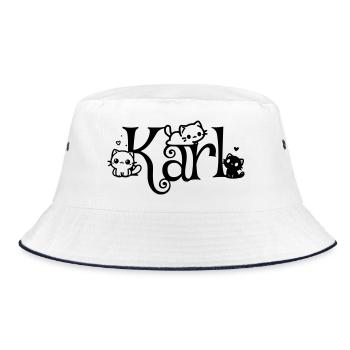 Karl Name First name Kitten name - Bucket Hat - white/navy - Front