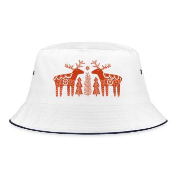 Twin Reindeer Christmas Folk - Bucket Hat - white/navy - Front