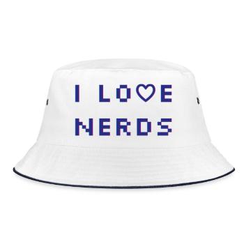 I love Nerds - Bucket Hat - Weiß/Navy - Vorne