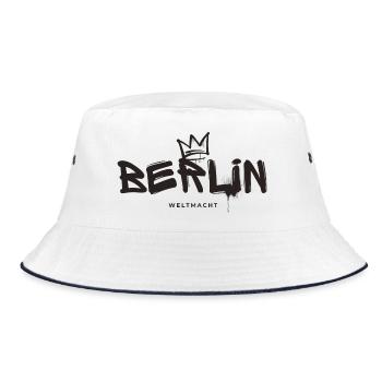 Berlin Hauptstadt Weltmacht - Bucket Hat - Weiß/Navy - Vorne