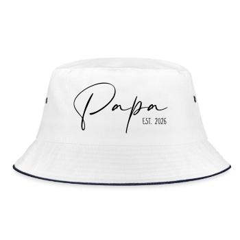 Papa est 2026 - Bucket Hat - Weiß/Navy - Vorne