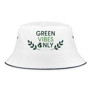 Green Vibes Only Minimal Nature - Bucket Hat - Weiß/Navy - Vorne