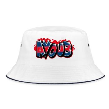 Graffiti Vorname AYOUB - Bucket Hat - Weiß/Navy - Vorne