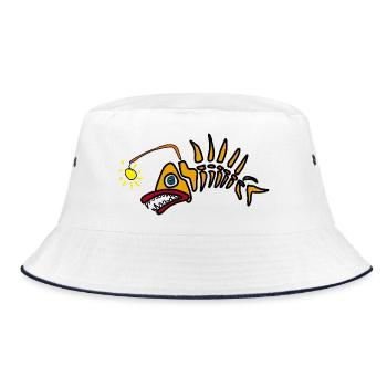 Skelettfisch mit Sonnenakzent - Bucket Hat - Weiß/Navy - Vorne