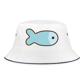 Illustration minimaliste de poisson bleu - Bob - blanc/marine - Devant