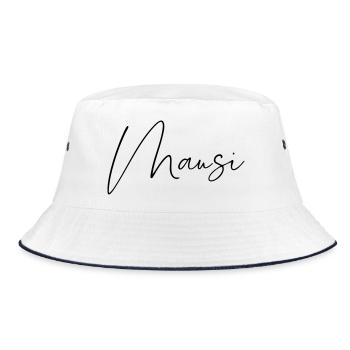Mausi / Handwriting Design - Bucket Hat - white/navy - Front