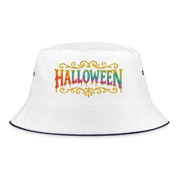 Farbglitzer Halloween Schrift - Bucket Hat - Weiß/Navy - Vorne