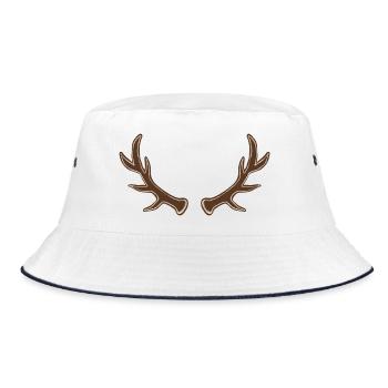 Rustic Antler Silhouette - Bucket Hat - white/navy - Front