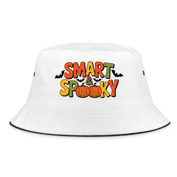 Smart & Spooky Halloween Design - Bucket Hat - Weiß/Navy - Vorne
